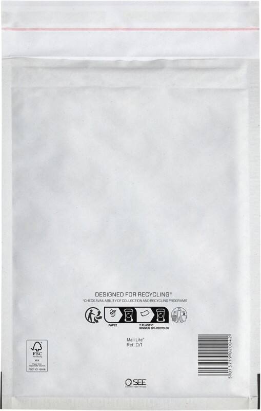 Enveloppes matelassées Mail Lite D/1 Blanc Sans fenêtre Bande adhésive 200 unités