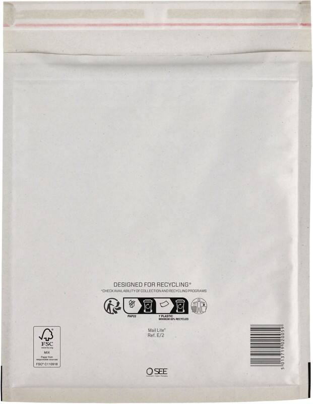 Enveloppes matelassées Mail Lite E/2 Blanc Sans fenêtre Bande adhésive 200 unités