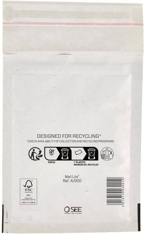 Enveloppes matelassées Mail Lite A/000 Blanc Sans fenêtre Bande adhésive 200 unités