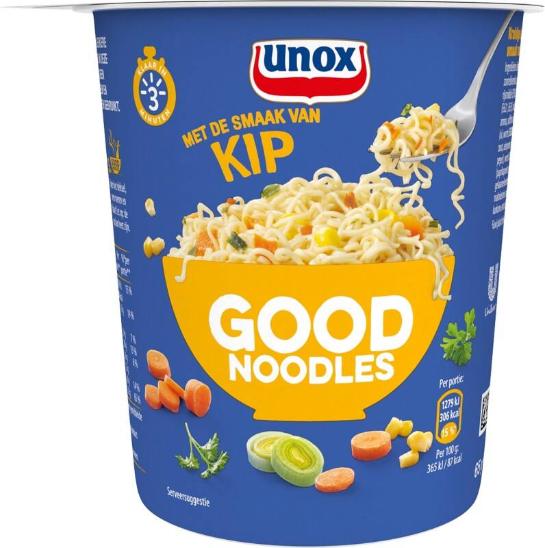 Nouilles instantanées UNOX Good Noodles Cup Poulet 8 unités