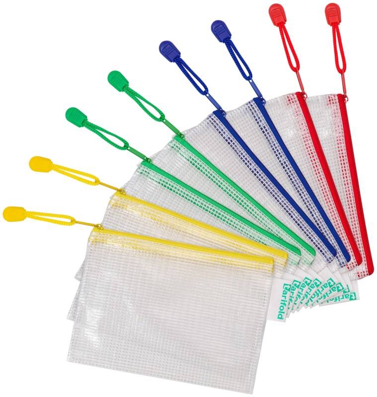 Pochettes Djois A6 Zip PVC (Polychlorure de vinyle) Paysage 16 (l) x 18,5 (p) x 2,5 (h) cm Assortiment 8 unités