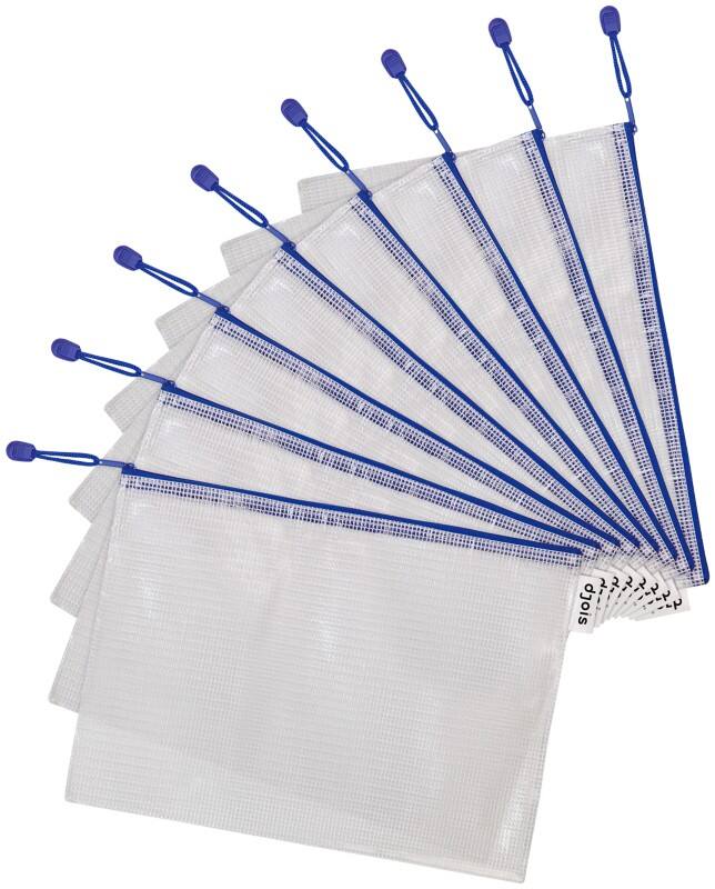 Pochettes Djois A4 Zip PVC (Polychlorure de vinyle) Paysage 27 (l) x 34,5 (p) x 2,5 (h) cm Bleu