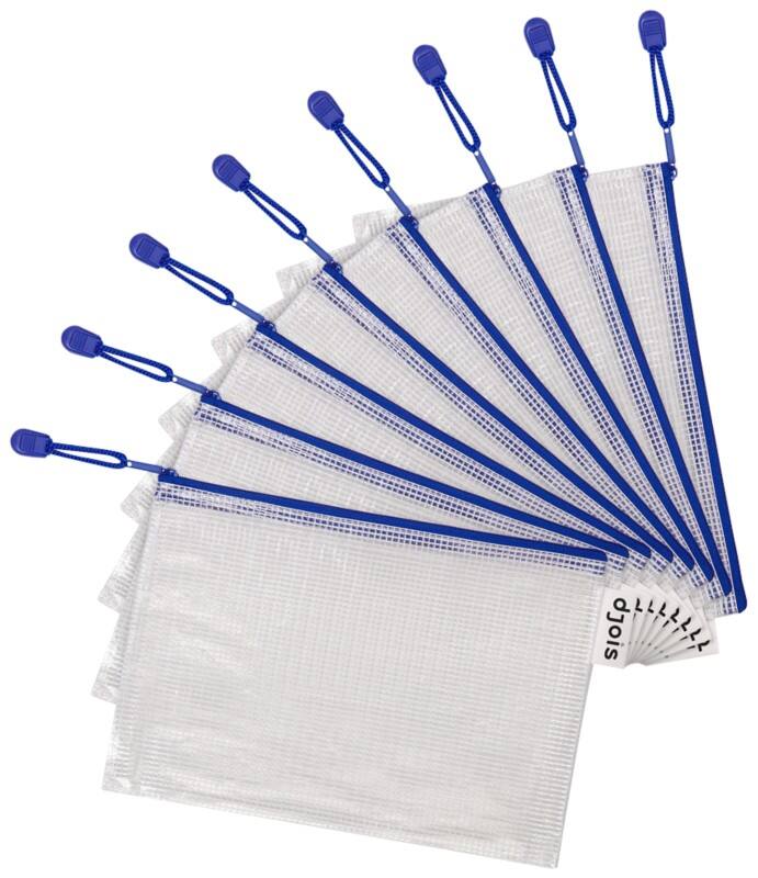 Pochettes Djois A5 Zip PVC (Polychlorure de vinyle) Paysage 19,5 (l) x 26 (p) x 2,5 (h) cm Bleu