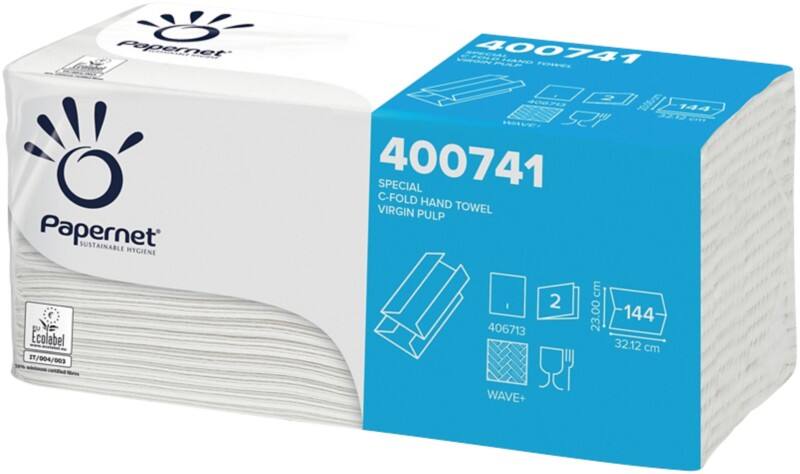Essuie-mains Papernet Pliage en C Blanc 2 épaisseurs 400741 20 unités de 144 feuilles