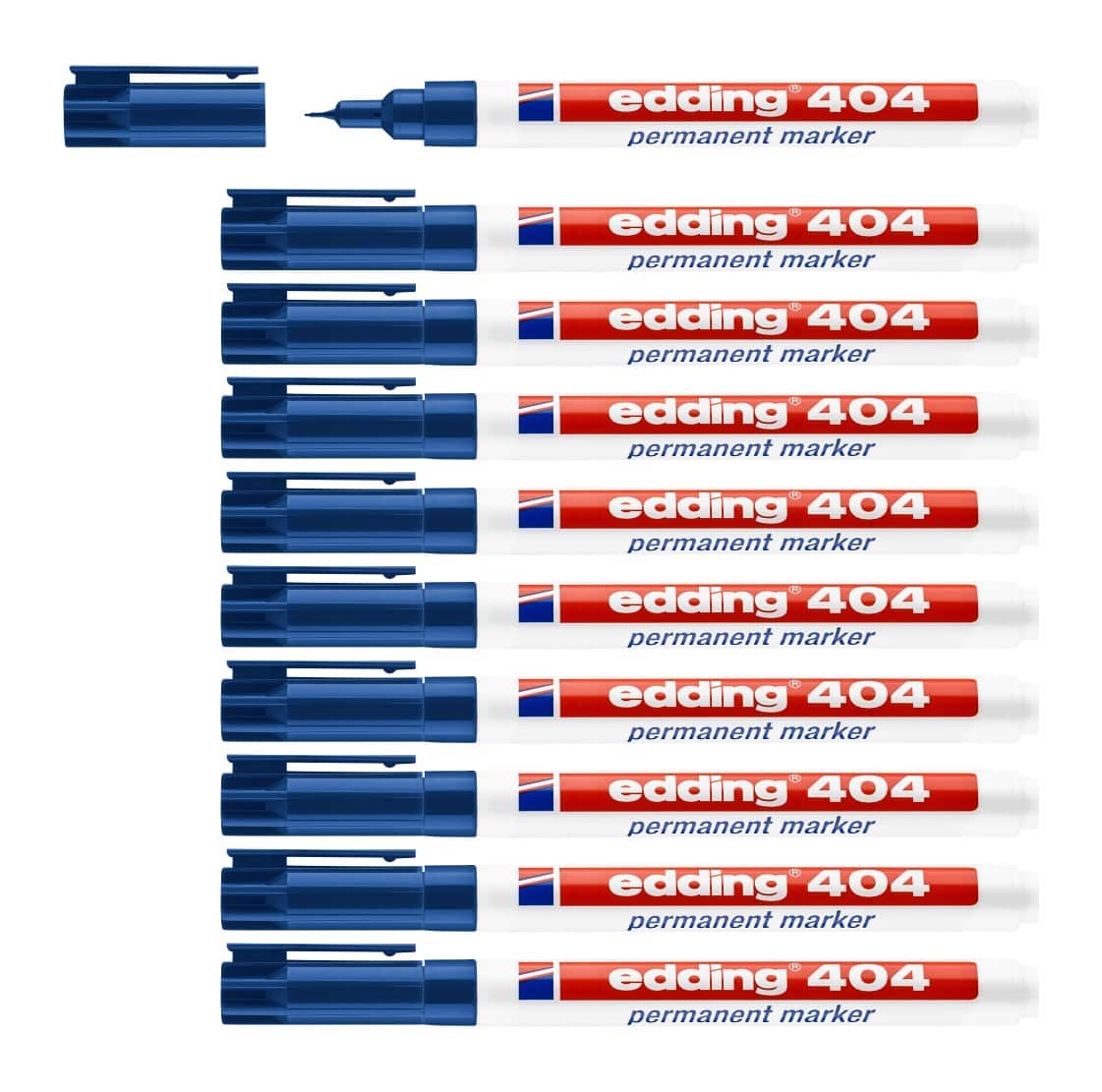 Marqueur permanent edding 404 Extra fin Rond 0,75 mm Bleu Résistant à l'eau 8 + 2 OFFERT