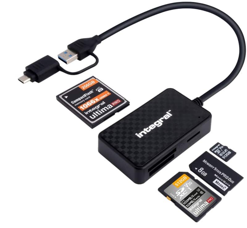 Lecteur de carte Integral USB-A mâle USB-C mâle 0,3 m Noir