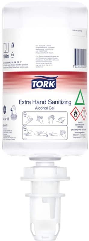 Recharge de désinfectant pour les mains Tork S4 Gel Antibactérien 6 bouteilles de 1000 ml