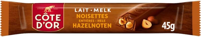 Barre chocolatée Côte d'Or Chocolat au lait, noisette 45 g