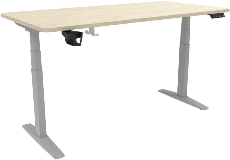 Bureau assis-debout Viking Realspace Électrique Hauteur ajustable Brun érable 1600 (l) x 800 (p) x 1300 (h) mm Acier, Mélamine