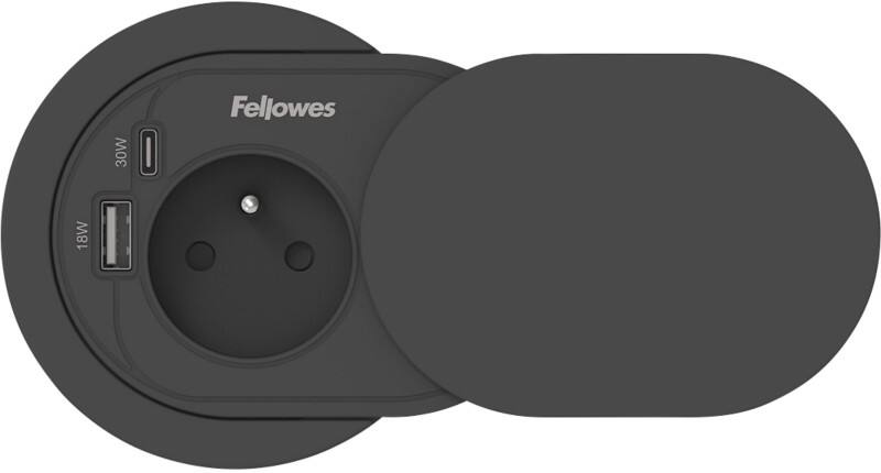 Rallonge Fellowes USB-A et USB-C 1 prise 2 m Noir