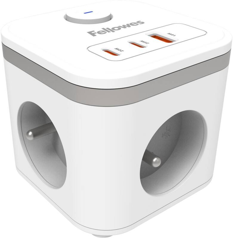 Rallonge Fellowes USB-A et USB-C 3 prises 2 m Blanc