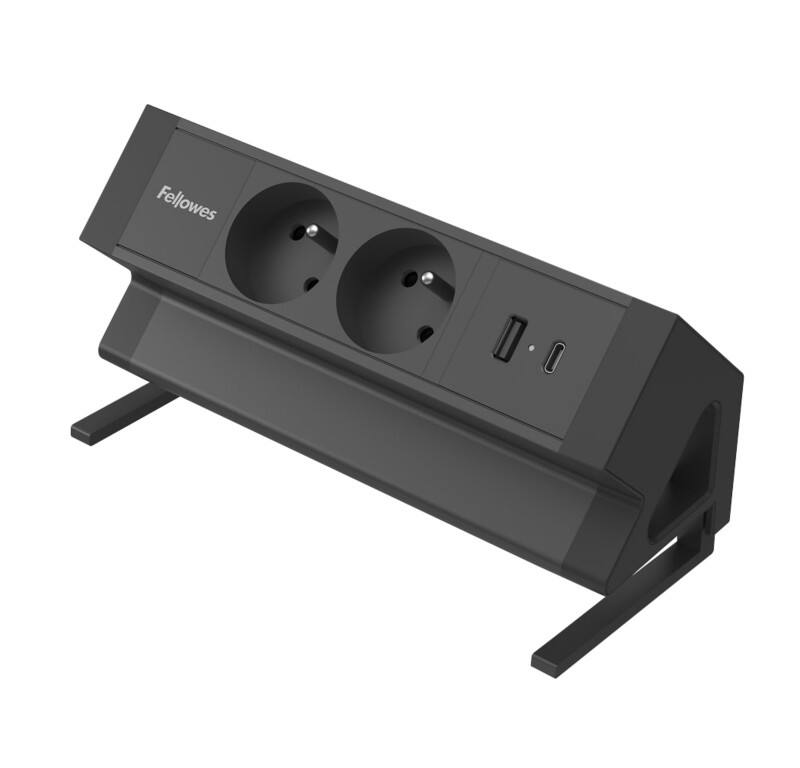 Multiprise bureau Fellowes USB-A et USB-C 2 prises 2 m Noir