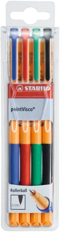 Stylo roller STABILO pointVisco 1099/4 Assortiment Moyen Rollerball 4 unités