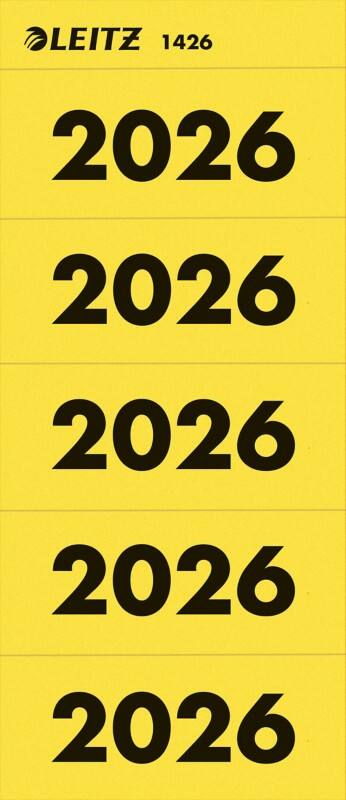 Étiquettes Annuelles Adhésif Leitz 2026 jaune 1426, 6 x 2,55 cm 100 unités