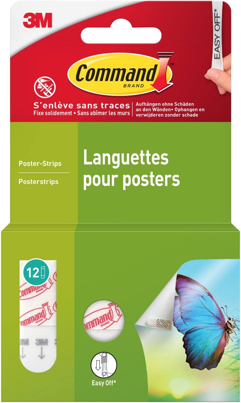 Bande adhésive Command 17024 Blanc 14 mm (l) x 0,044 m (L) Mousse 12 unités