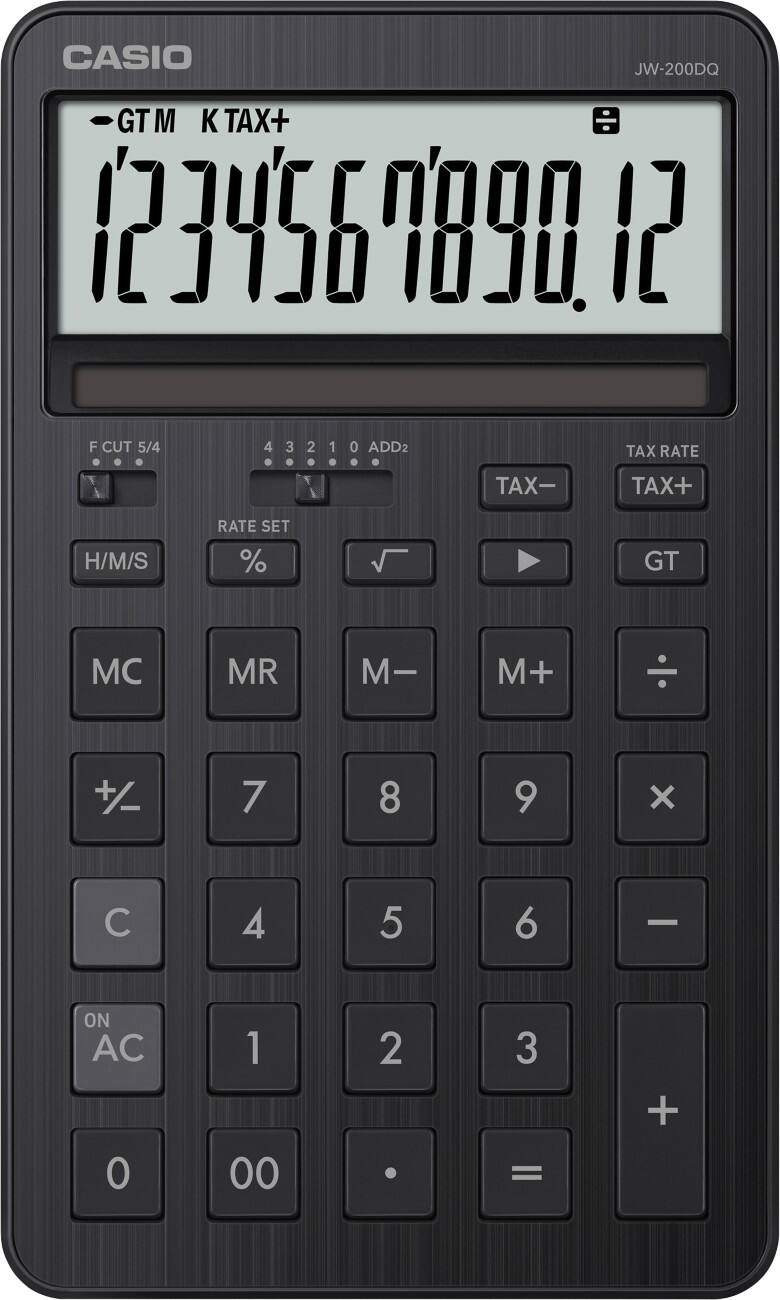 Calculatrice de bureau Casio Chiffres Noir Pile JW-200DQ-BK