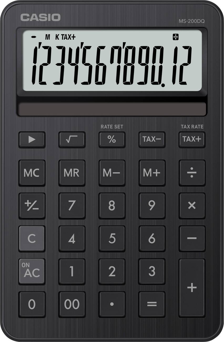 Calculatrice de bureau Casio Chiffres Noir Pile MS-200DQ-BK