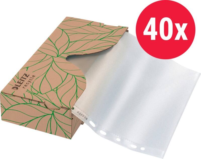 Pochettes perforées Recycle Leitz 90% Recyclé Relief Transparent 11 perforations 40220003 40 unités