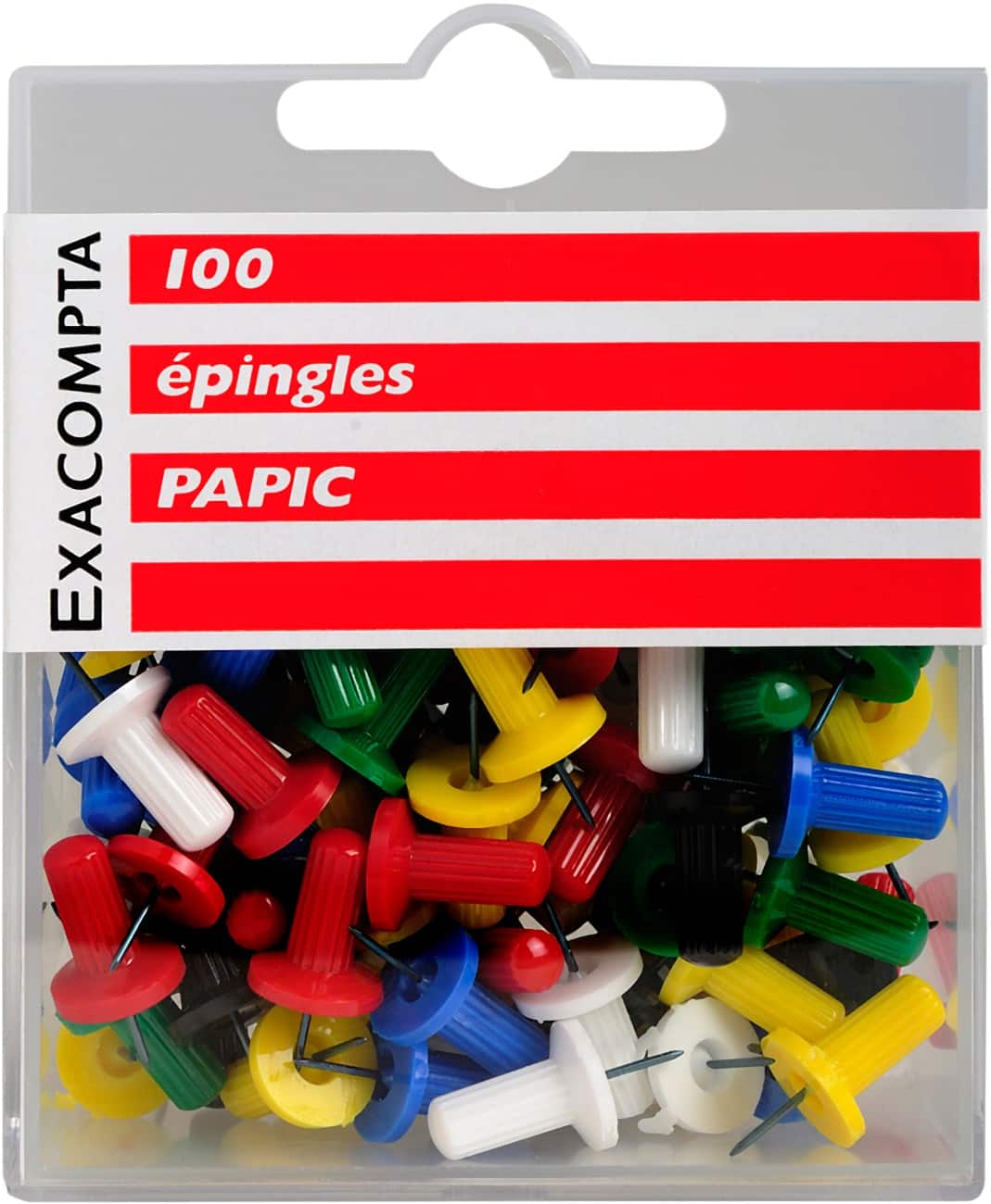 Punaises épingles Exacompta Papic PS (Polystyrène) 10 mm Multicolore 100 unités