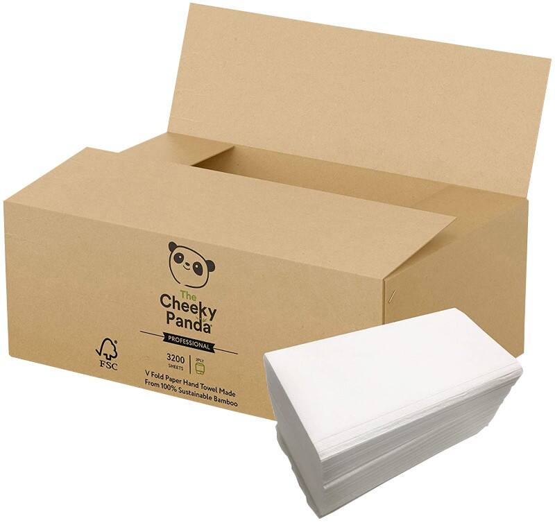 Essuie-mains The Cheeky Panda V Fold Flushable 2 épaisseurs VHANDTW20 20 unités de 160 feuilles