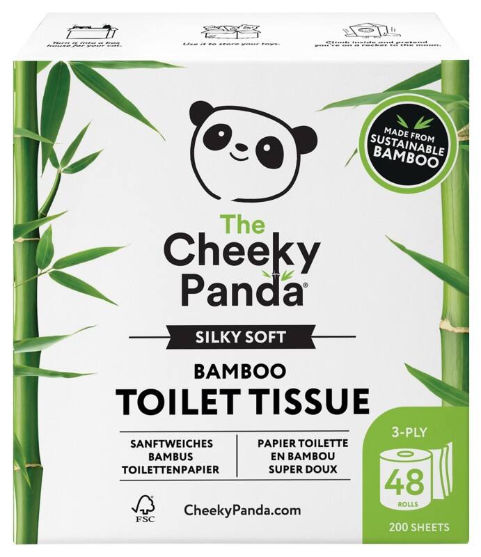 Papier toilette The Cheeky Panda Toilet Roll 3 épaisseurs PFTOILT48 48 rouleaux de 200 feuilles