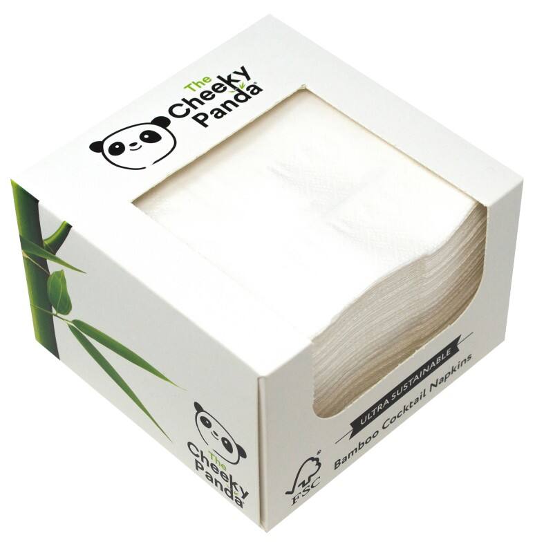 Serviettes The Cheeky Panda Cocktail 2 épaisseurs Bambou Blanc 25 x 25 cm 100 Unités