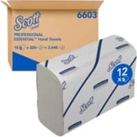 Essuie-mains Scott Essential Pliage fin Blanc 2 épaisseurs 6603 12 Unités de 220 Feuilles
