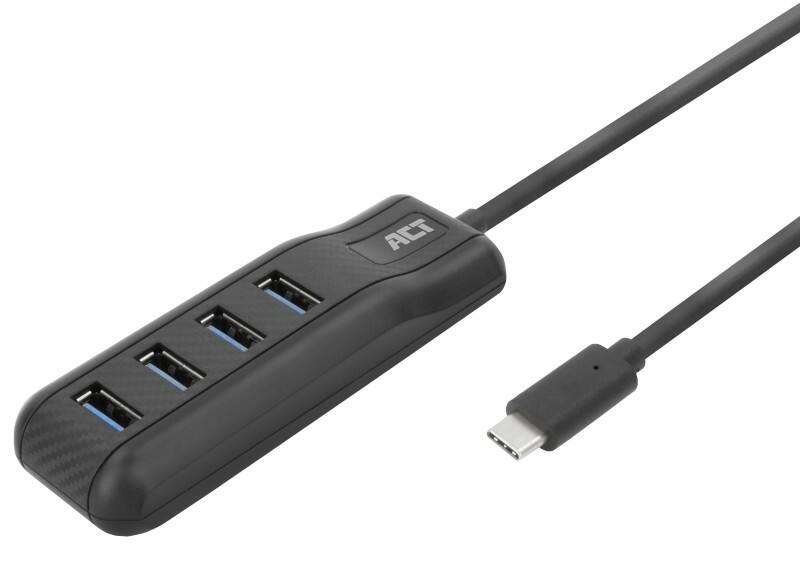 Hub USB-C ACT USB-C Mâle USB-A Femelle 0,5 m Noir