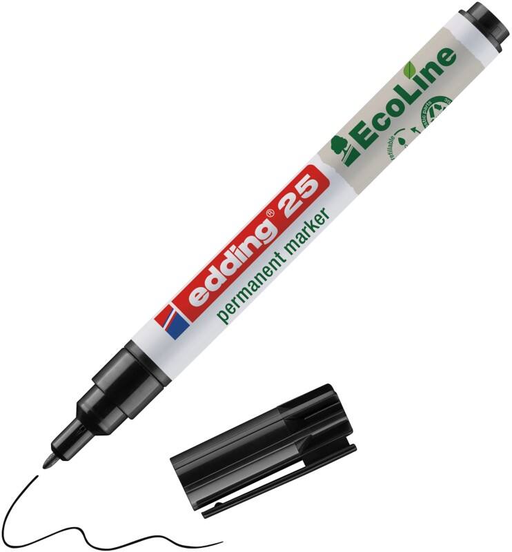 Marqueur permanent edding ecoline E-25 Ogive - 1 mm Noir Rechargeable