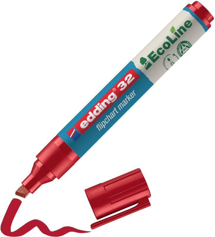 Marqueur pour chevalet edding ecoline E-32 Biseauté - 5 mm Rouge Rechargeable