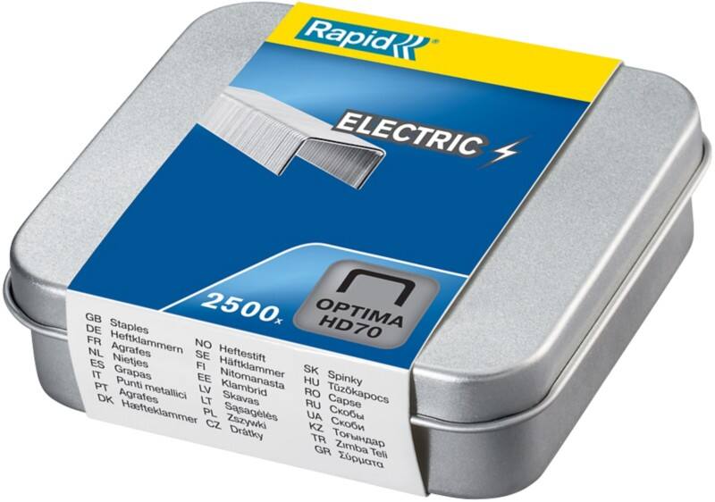 Agrafes Rapid Optima HD70 5001375 métal galvanisé argenté 2500 agrafes