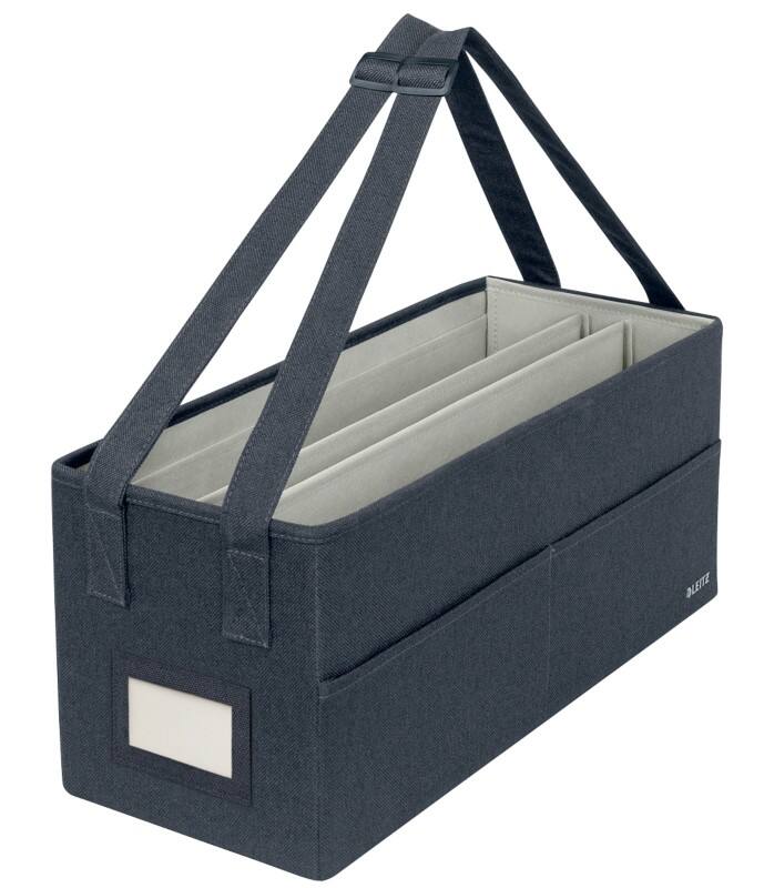 Sac de rangement en tissu Leitz Fabric 6444 pliable avec poignées ajustables gris 465 x 210 x 200 mm