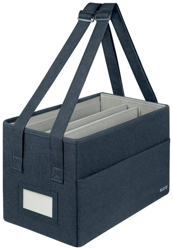 Sac de rangement compact en tissu Leitz Fabric 6576 pliable avec poignées ajustables gris 355 x 210 x 200 mm