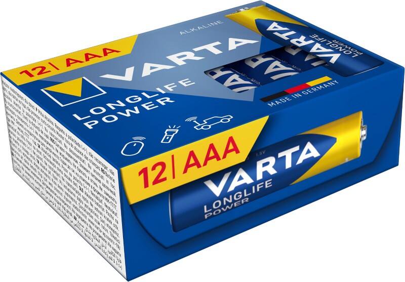 Piles VARTA LONGLIFE Power AAA 1250 mAh Alcaline 1.5 V 12 Unités