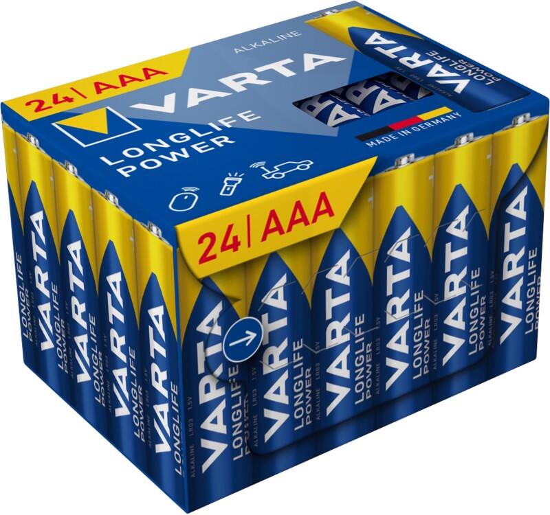Piles VARTA LONGLIFE Power AAA 1250 mAh Alcaline 1,5 V 24 Unités