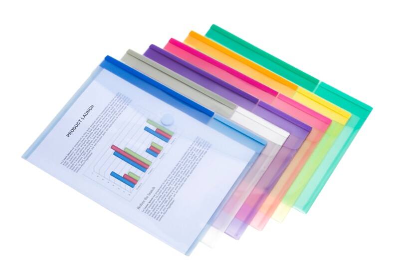 Pochettes Djois Color Collection A4 Velcro PP (Polypropylène) Paysage 2 (l) x 26 (p) x 31,5 (h) cm Assortiment 6 unités