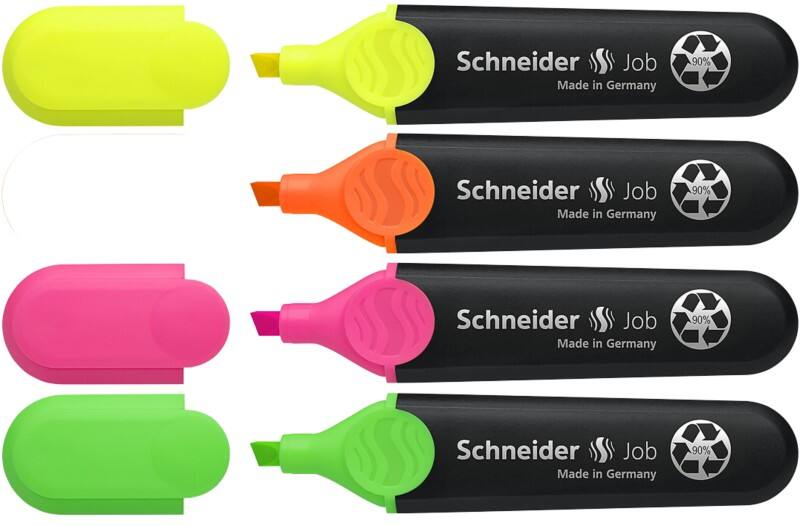 Surligneur Schneider Job Multicolore Large Fin 5 mm 4 unités