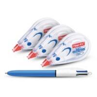 Ruban correcteur Tipp-Ex Mini Pocket 5 mm x 6 m Transparent 3 unités + stylo-bille BIC 4 couleurs