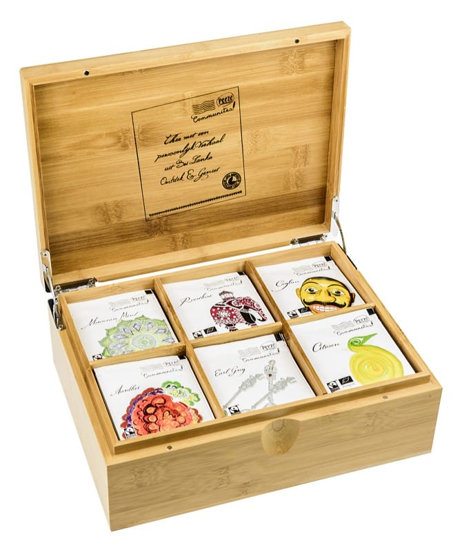 Coffret de thés  PEEZE Communitea Kandy Sachets Thé vert, Earl Grey, Rooibos, fruits des bois, English Breakfast et thé marocain