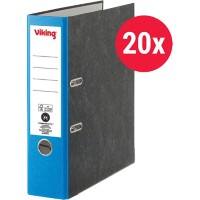 Classeur à levier Viking Large A4 80 mm Bleu foncé, noir 2 Anneaux Carton Effet Marbre Portrait  20 Unités