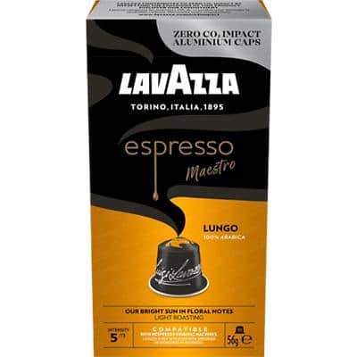 Café Espresso Lungo Lavazza Capsules Notes florales et fruitées Doux Arabica 10 Unités