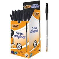 Stylo-bille BIC Cristal Original Noir 0,4 mm Moyen Bille 50 Unités