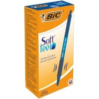 Stylo-bille BIC Soft Feel Rétractable Bleu 0,4 mm Moyen Bille Rechargeable 12 Unités