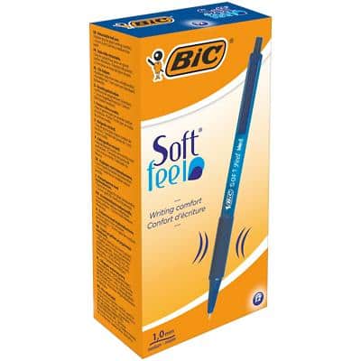 Stylo-bille BIC SoftFeel Bleu Rétractable 12 Unités