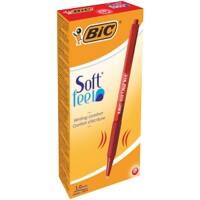 Stylo-bille BIC Soft Feel Rétractable Rouge 0,4 mm Moyen Conique 12 Unités