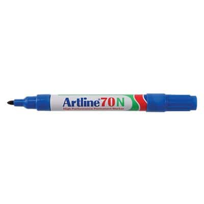 Marqueur Artline 70N Pointe moyenne, ogive 1,5 mm Bleu Rechargeable Résistant à l'eau 12 Unités