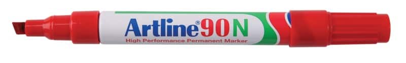 Marqueur Artline 90N Moyen Biseauté 2 - 5 mm Rouge Rechargeable Résistant à l'eau 12 Unités