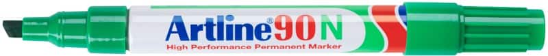 Marqueur Artline 90N Moyen Biseauté 2 - 5 mm Vert Rechargeable Résistant à l'eau 12 Unités