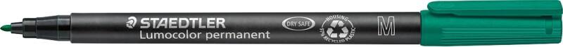 Marqueur permanent STAEDTLER Lumocolor Universal M317 97% Recyclé Moyen Ogive 1 mm Vert Rechargeable 10 Unités