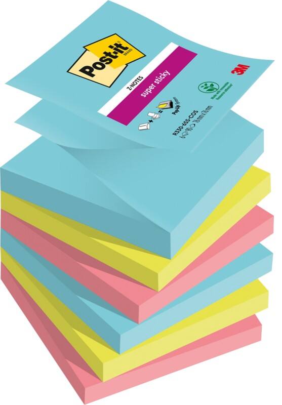 Z-Notes Z-Notes Super Sticky Cosmic 76 x 76 mm Assortiment Carré 6 Blocs de 90 Feuilles